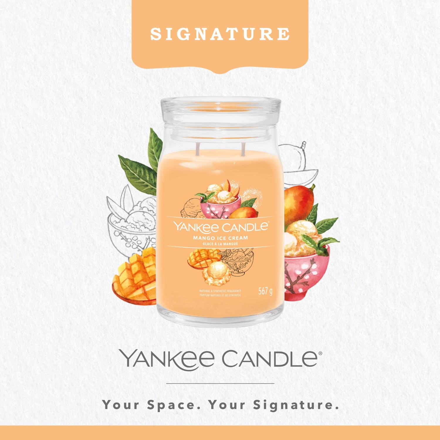 YANKEE CANDLE Grande Jarre Glace à la Mangue