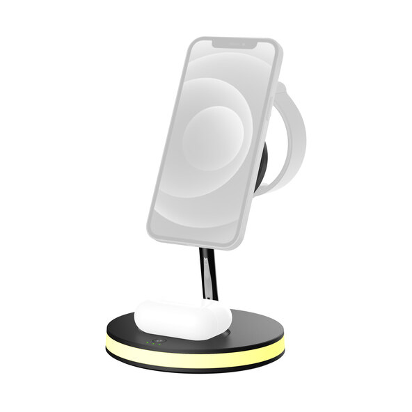 Încărcător wireless 3 în 1 QI-1041 cu iluminare LED, 15 W