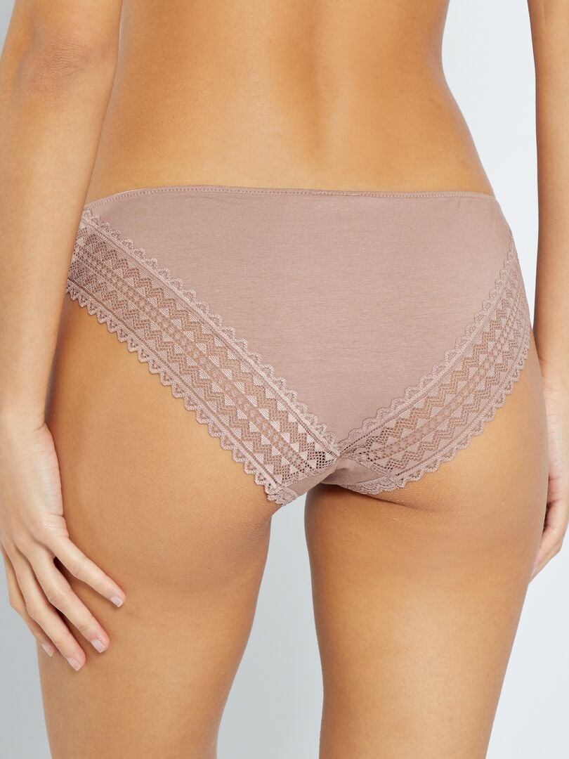 Conjunto de 3 calcinhas de renda de algodão - ROSA