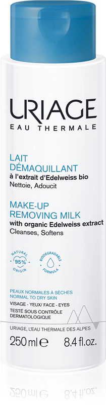 Leite Demaquilante Uriage Eau Thermale: leite demaquilante suave para o rosto e área dos olhos.