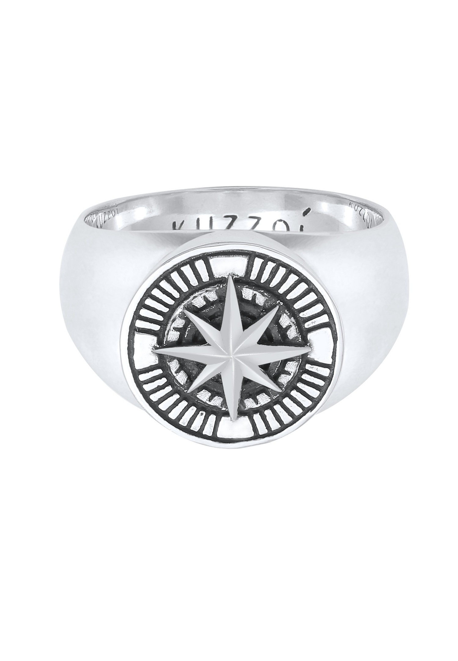 KUZZOI Hommes sceau boussole vintage en argent sterling 925