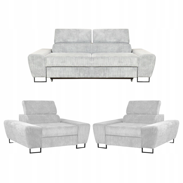 Zestaw mebli wypoczynkowych salonu Savio Sofa 2os fotele beż Family Meble
