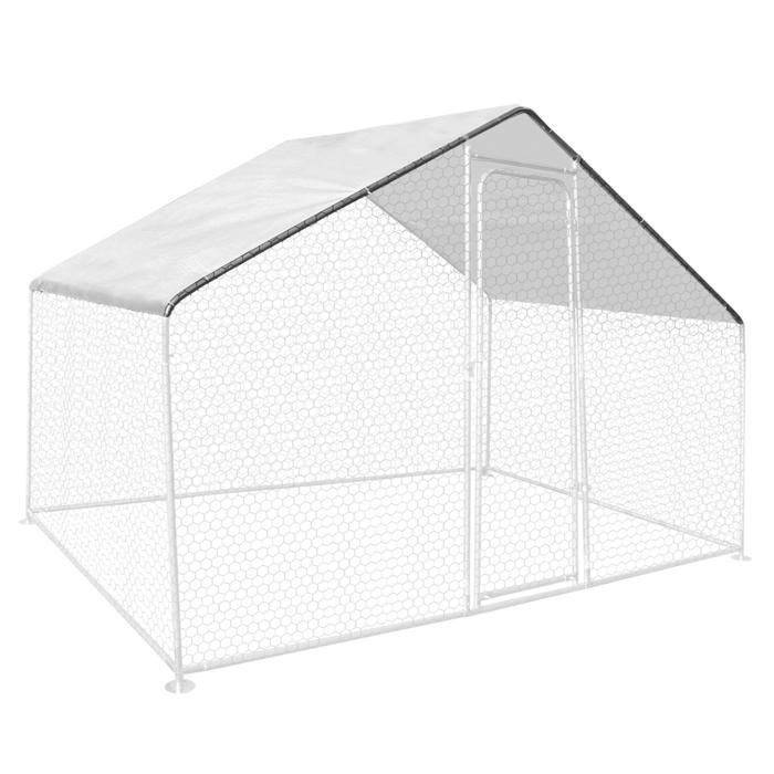 Lona impermeable blanca IDMARKET de 3,4 x 1,90 m y 150 g para recintos de gallineros.