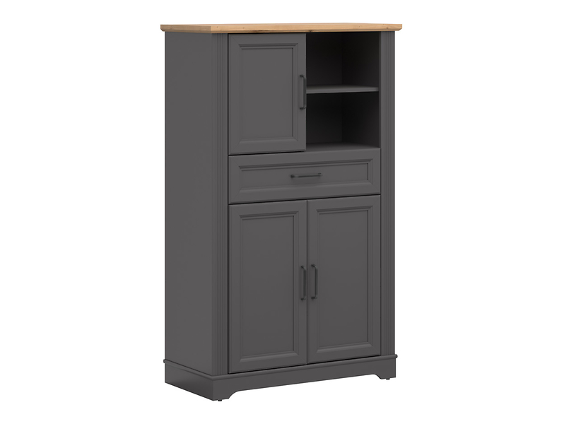 Regał Tolmin 90 cm z 3 drzwiami i szufladą grafit/dąb artisan