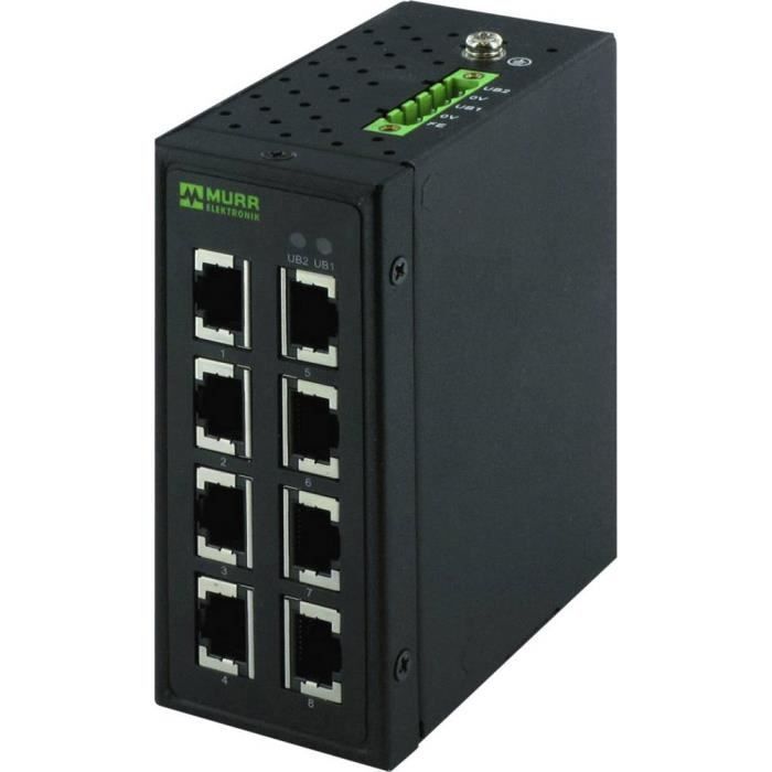 Switch de rede RJ45 de 8 portas - Murr Elektronik - Adequado para transmissão Fast Ethernet, Profinet e Ethernet/IP