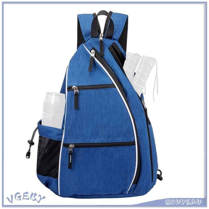 VGEBY Pickleball Bag Backpack with Adjustable Tennis Racket Bag for Badminton, Tennis, and Sports Set - Gray and Blue