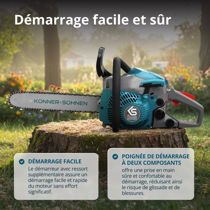 Könner & Söhnen Benzin-Kettensäge KS CS18G-14C – 1350 W – 35 cm Führungsschiene – werkzeuglose Kettenspannung