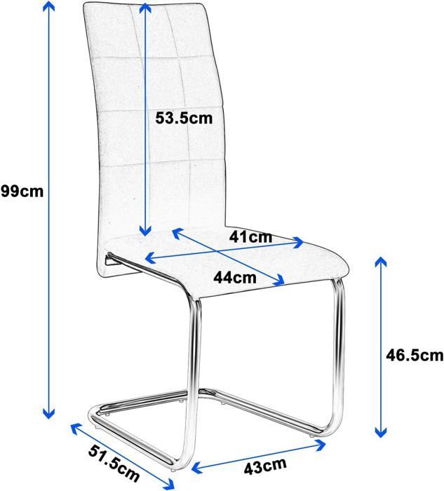 Chaises Salle à Manger Lot de 6, Chaise Pied Luge Rembourrée Epais, Chaise Cantilever en Velours, Gris Foncé E0AG0045-6