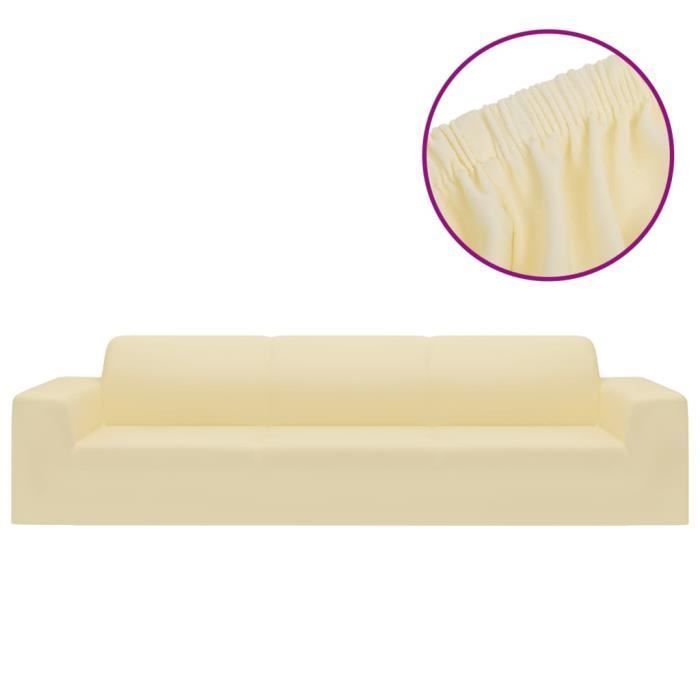 Funda elástica para sofá de 4 plazas vidaXL, color crema, poliéster jersey 332947