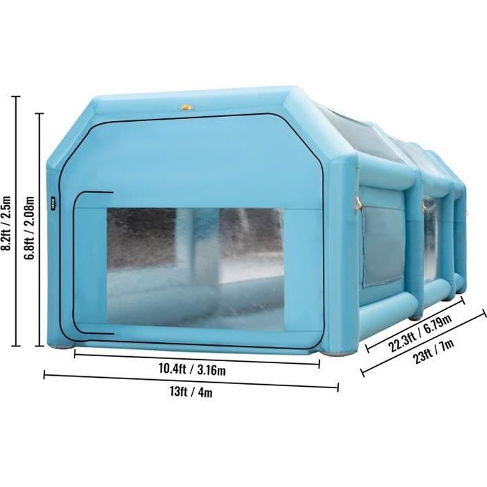 Carpa hinchable VEVOR para coches - 7x4x2,5 m - Sistema de filtración con 2 sopladores - Oxford y PVC - Garaje