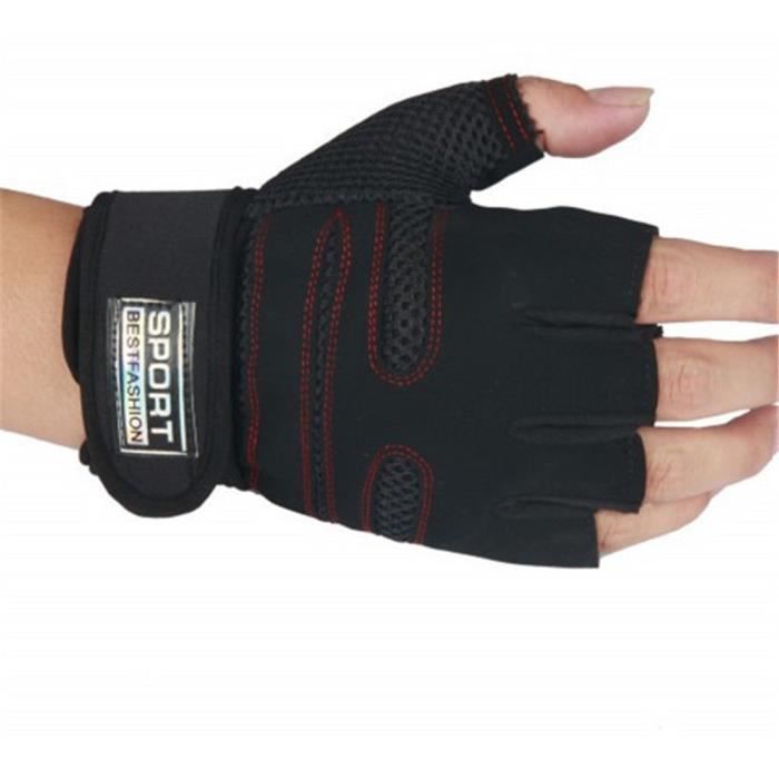 Gewichthefhandschoenen - Sportschool - Fitness polsband - Super Fiber - Zwart en rood