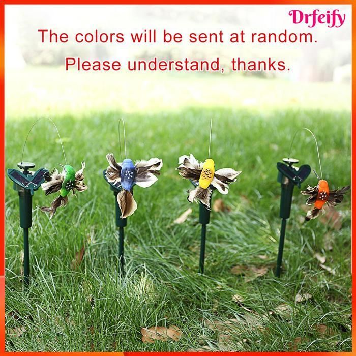 Gartendekoration – AKOZON – Schmetterling/Kolibri – Solarbetrieben – Echte Federflügel – Sonnenblumenstecker