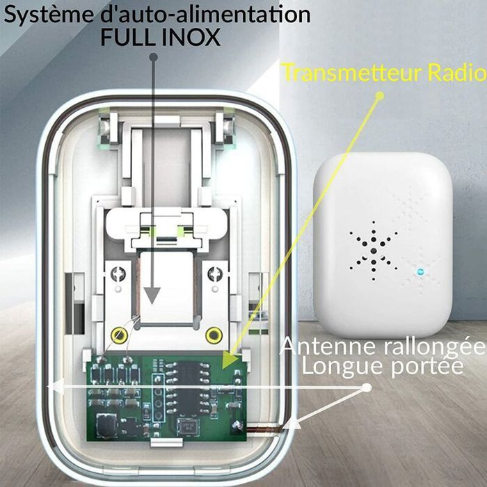 Sonnette extérieure - RICEEL - Sans fil - Étanche IP 65 - Autonome - 150 m de portée
