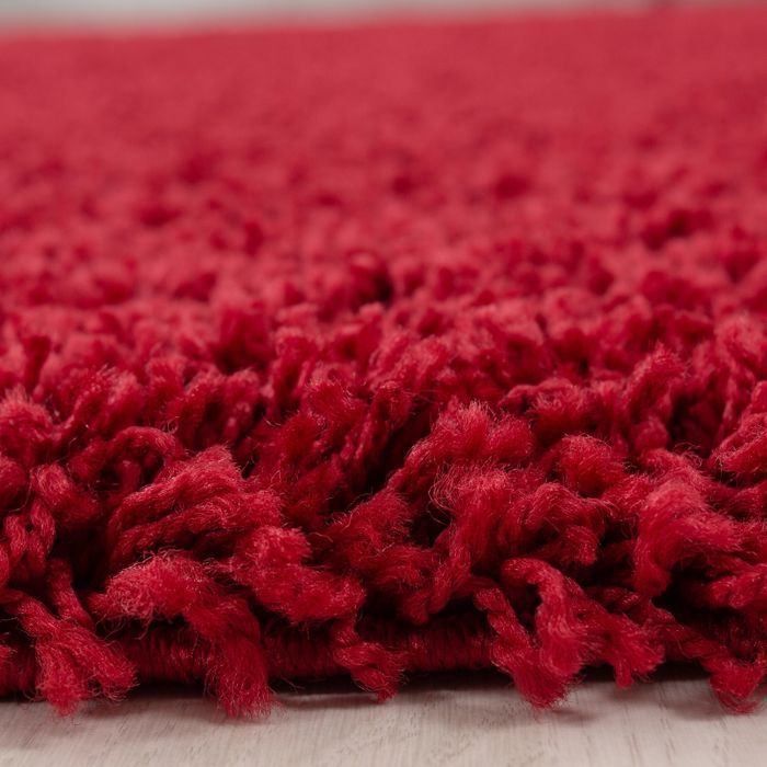 Tapis Salon, Uni Shaggy Moelleux, Chambre, Doux à Poils Longs, hauteur du poil 50 mm, Tapis Rouge, Tapis 60 x 110 cm