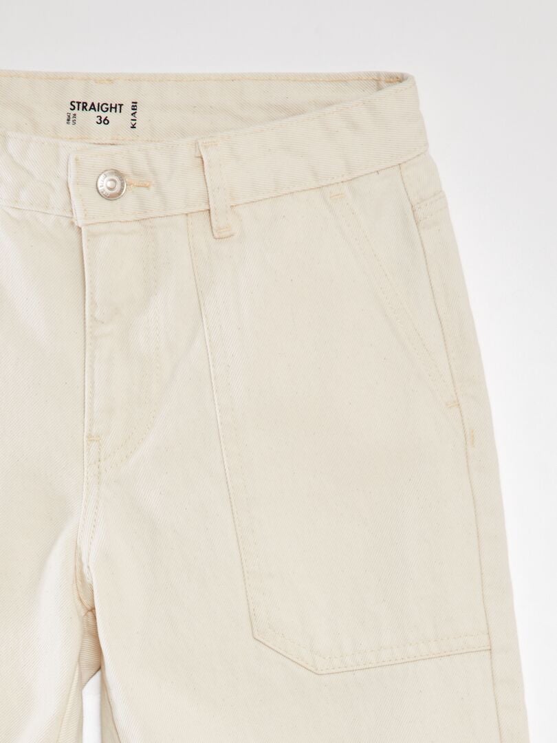 Calça jeans reta com 5 bolsos - BEGE