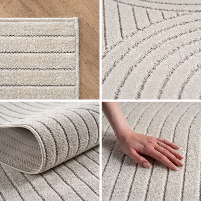 Carpetsale24 Tapis de Salon ou chambre en Crème 120x170 cm, effet 3D - Tapis d'extérieur moderne et doux, salon, cuisine, terrasse
