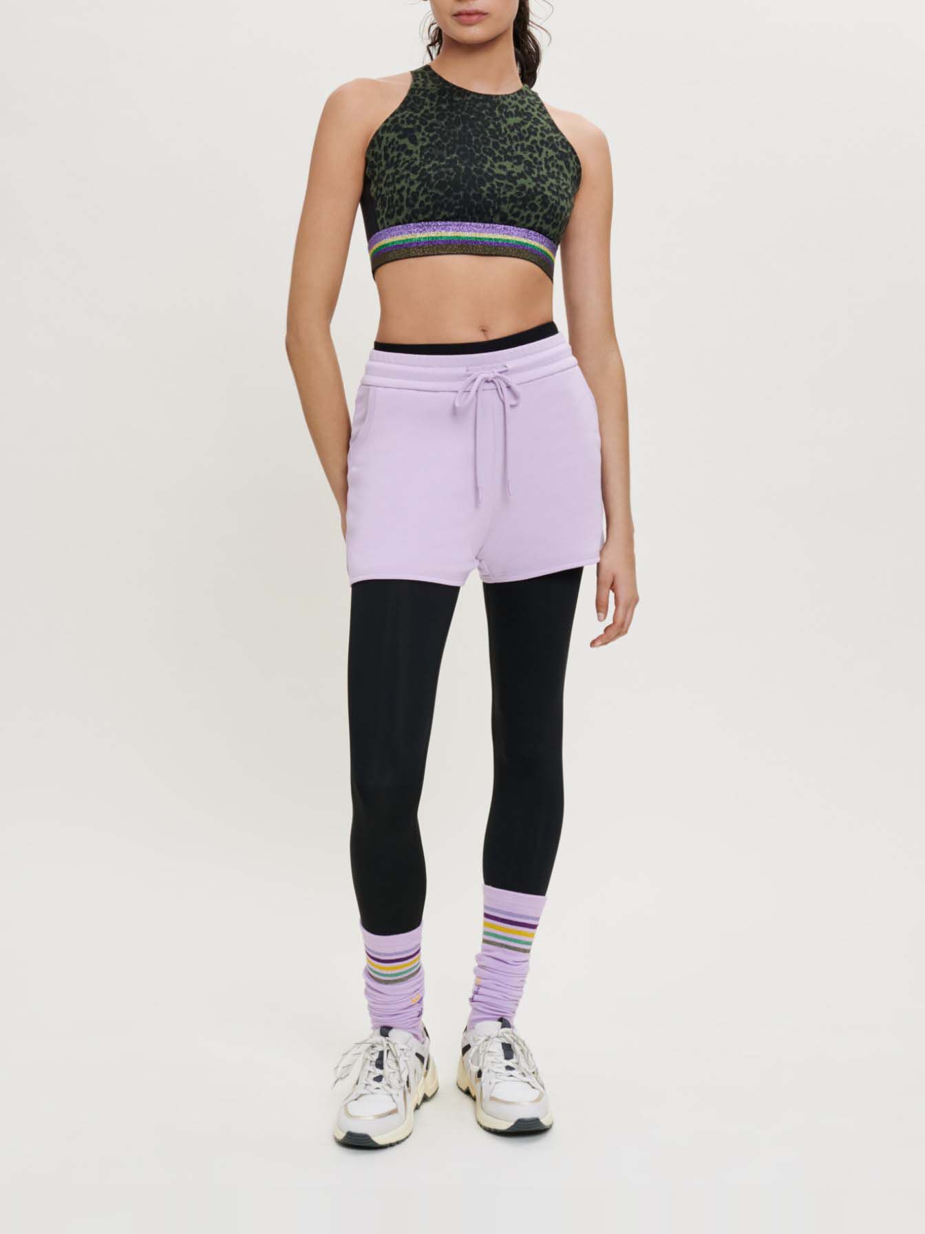 Pantaloni scurți sport din fleece - Mov
