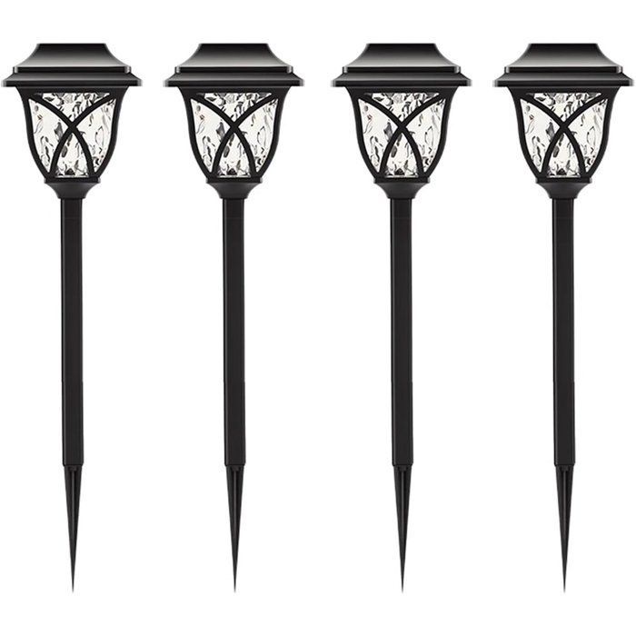 Lampe solaire - Lot de 4 - LED blanc chaud - Lampes solaires pour jardin extérieur - Éclairage solaire de jardin - Éclairage extérie