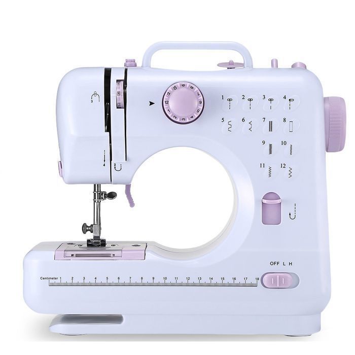 Macchina da cucire elettrica Excelvan per principianti, 12 punti, portatile, due velocità regolabili, elastica e decorativa, multifunzionale.
