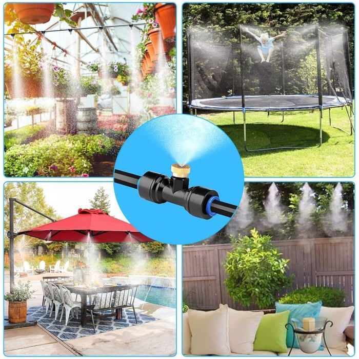 Sistema di nebulizzazione da 15 m, sistema di nebulizzazione per esterni, sistema di nebulizzazione per patio, sistema di raffreddamento a nebulizzazione per giardino