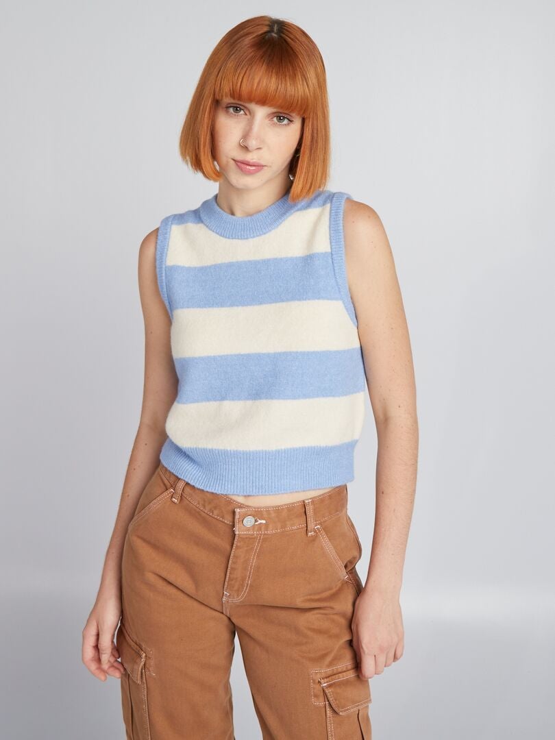 Mouwloze trui met ronde hals - BLAUW