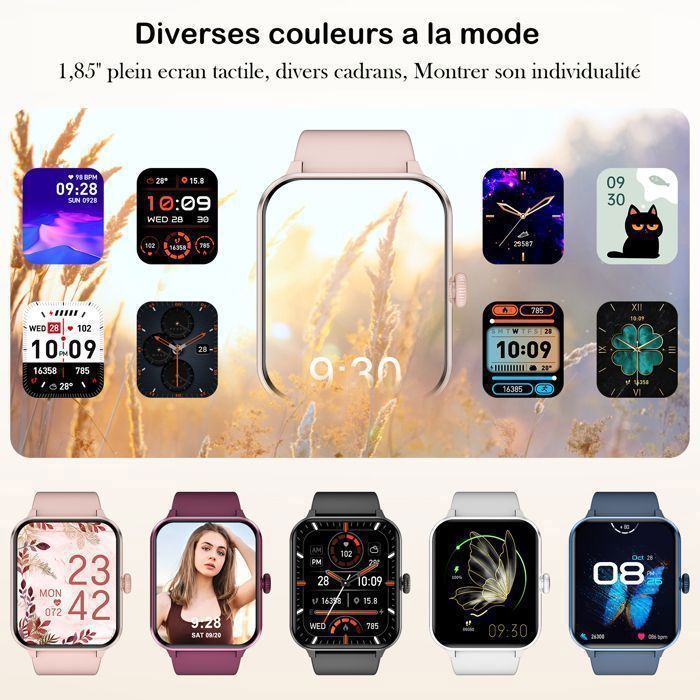 Blackview Montre Connectée Femme pour iPhone/Samsung/Android,1.85