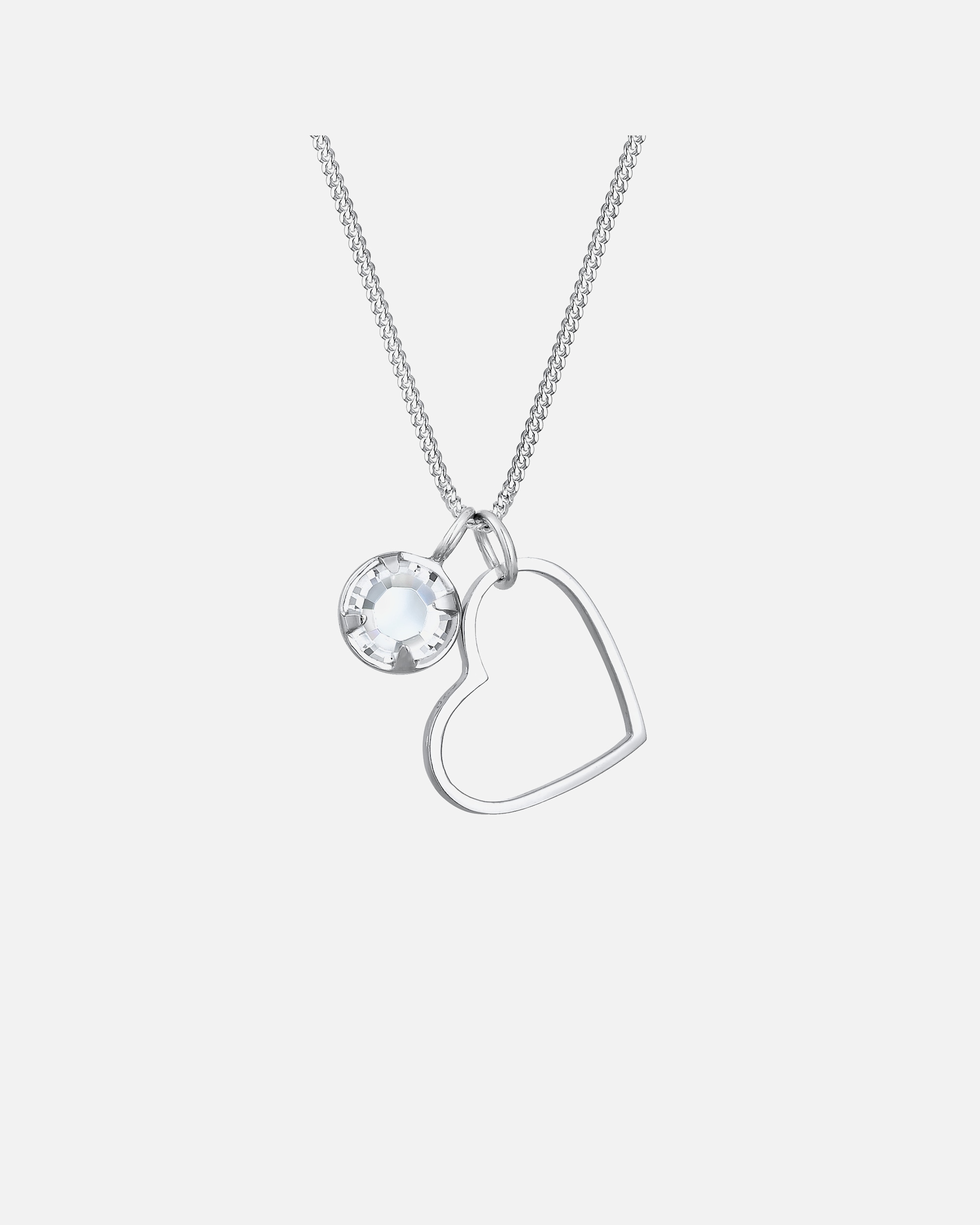Elli Pendentif Coeur Découpe avec des Cristaux Collier Femme - (925/1000) Argent