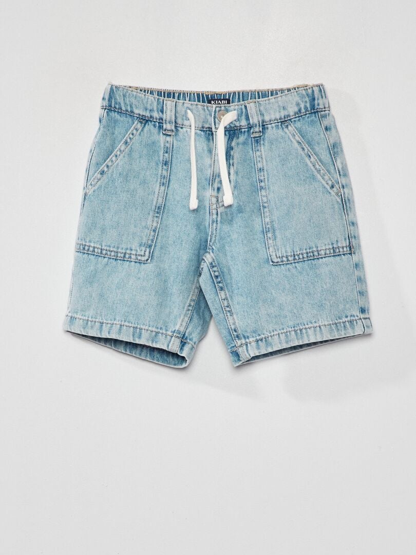 Bermudas vaqueras con cintura elástica - azul