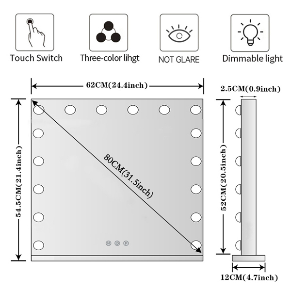 Kosmetické zrcátko Livingandhome s LED osvětlením