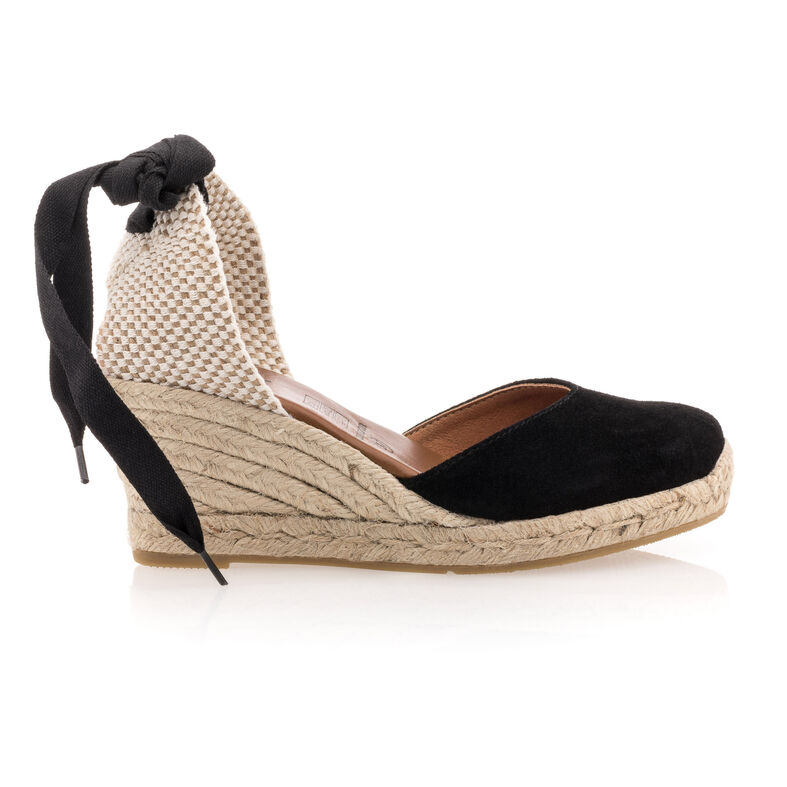 Zwarte espadrilles voor dames met touwzolen