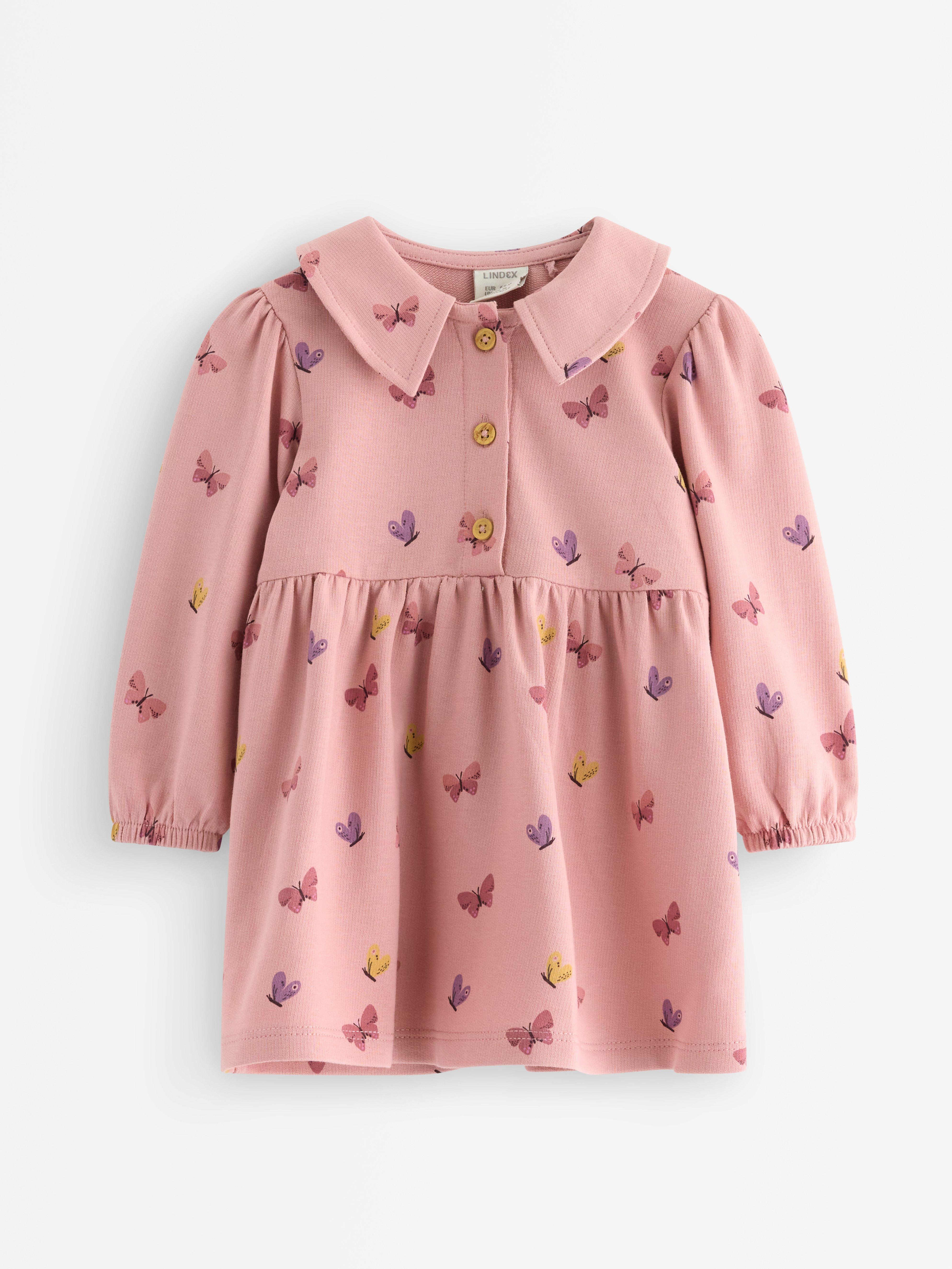 Robe à manches longues rose poudré