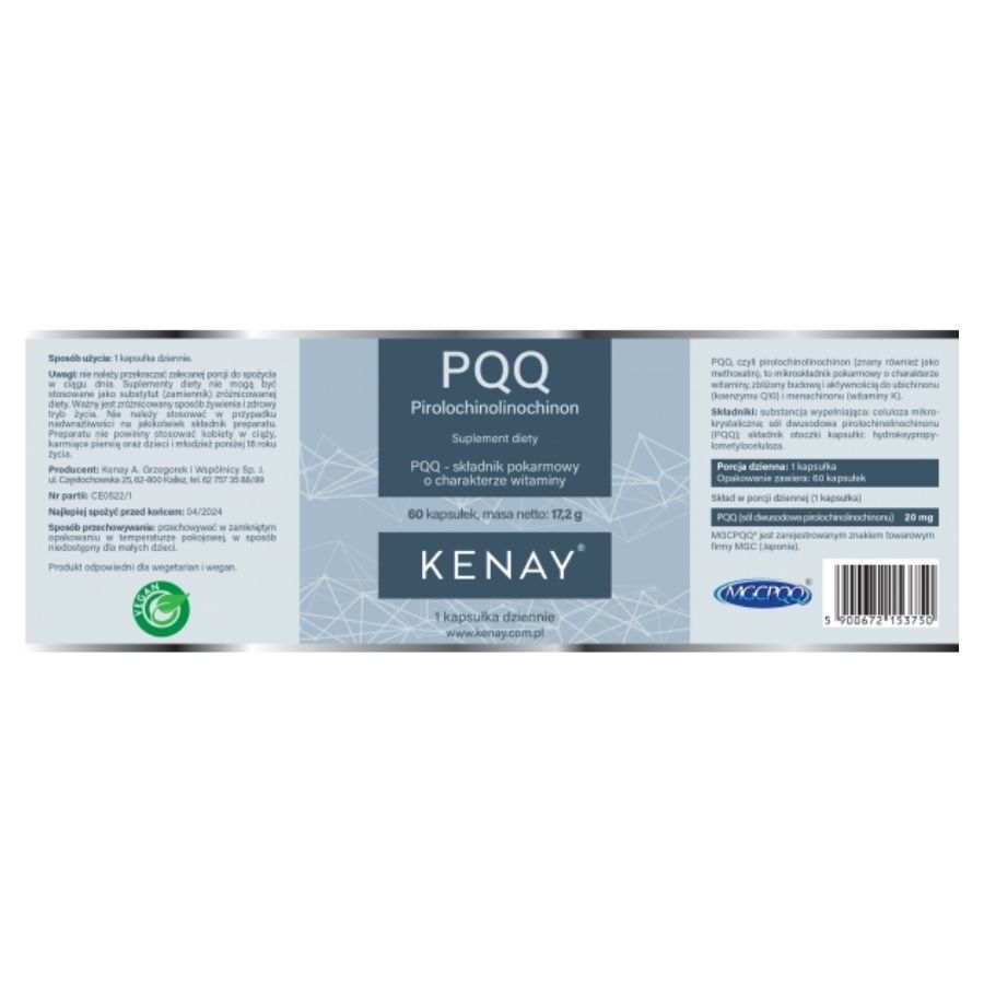Kenay PQQ pyrrolokinoliinikinoni 20 mg