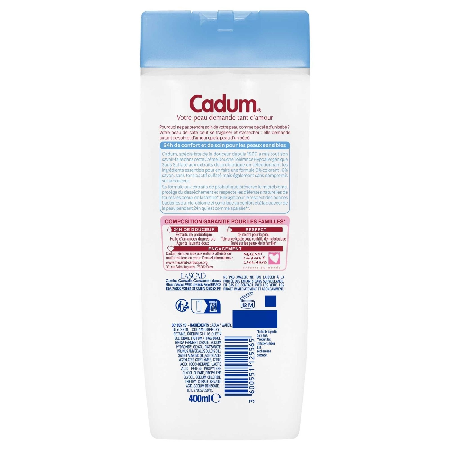 Cadum Crème Douche Hypoallergénique