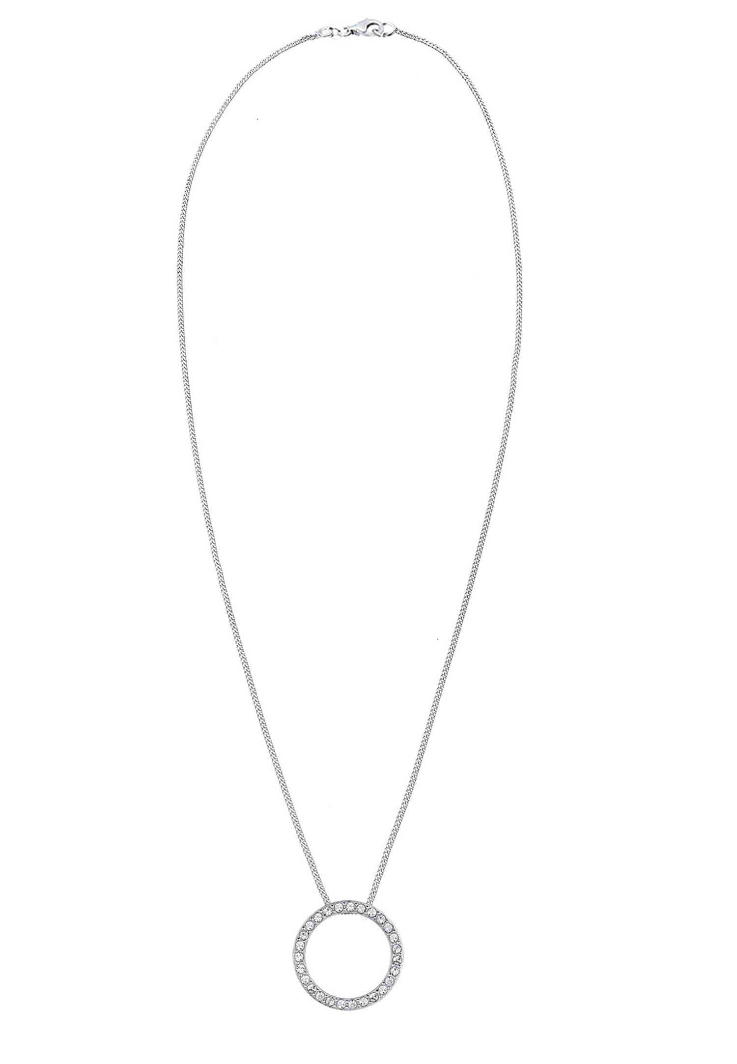 Elli Femmes Pendentif Cercle Géo Étincelant avec Cristal en Argent Sterling 925