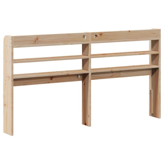 Cabecero vidaXL con estantes de 140 cm, madera maciza de pino, cabecero de madera, cabecero con almacenamiento, cabecero en 850950