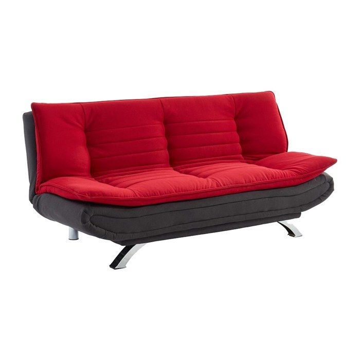 Divano letto click-clack DEMIDO III in tessuto - Bicolore rosso e antracite