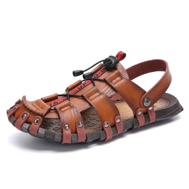 New Casual Men Soft Sandals Comfortable Men Summer Leather Sandals Men Roman Summer Outdoor Beach Sandals Big Size 47