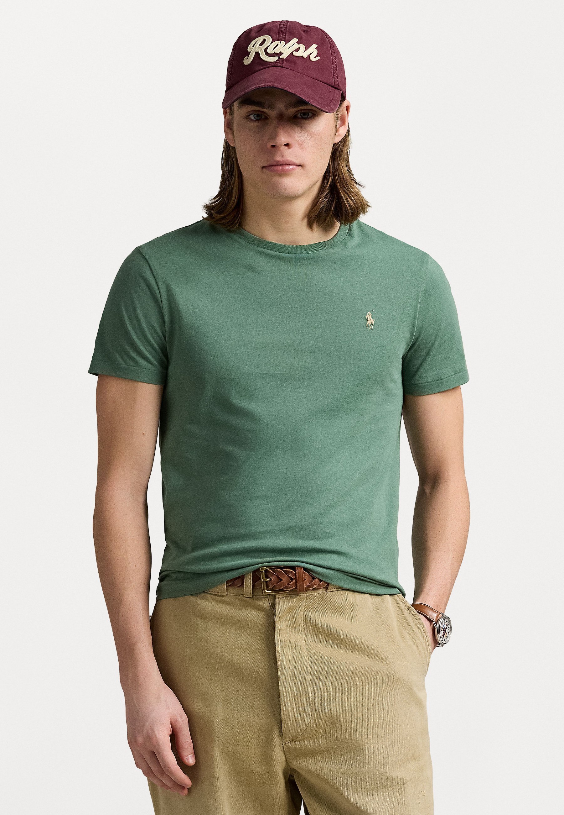Polo Ralph Lauren CUSTOM SLIM FIT JERSEY CREWNECK T-SHIRT - Basic T-Shirt - olivgrün