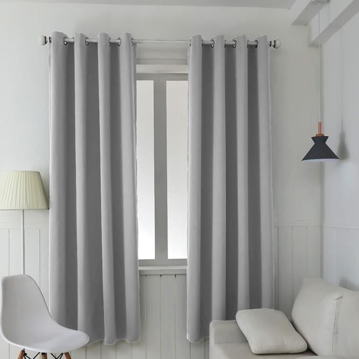 Set di 2 tende oscuranti termiche per soggiorno - 140 x 240 cm (grigio chiaro)