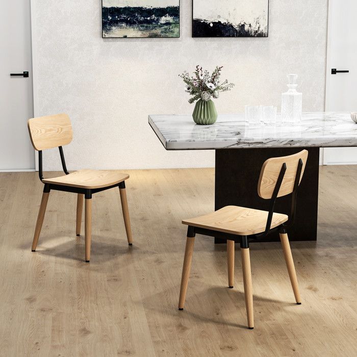 Lot de 2 chaises de salon MADISON effet bois naturel