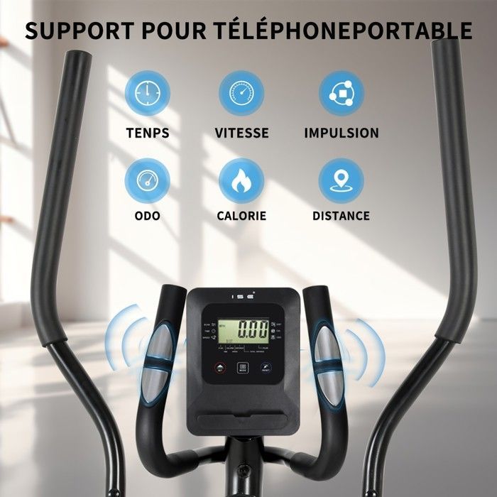 Cyclette ellittica magnetica ISE con 8 livelli di resistenza, sensore di pulsazioni, volano da 8 kg, schermo LCD SY-9802