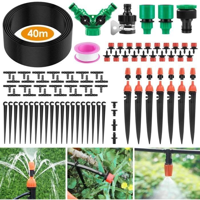 Kit di irrigazione a goccia automatico da 40 m, kit di microirrigazione per giardino, prato e piante