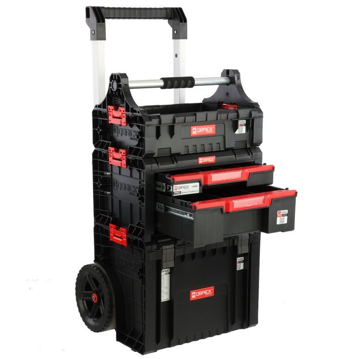 Caja de herramientas modular - BOTLE - Juego de 2 organizadores - Altura 115 cm - 7 compartimentos - Asa extraíble