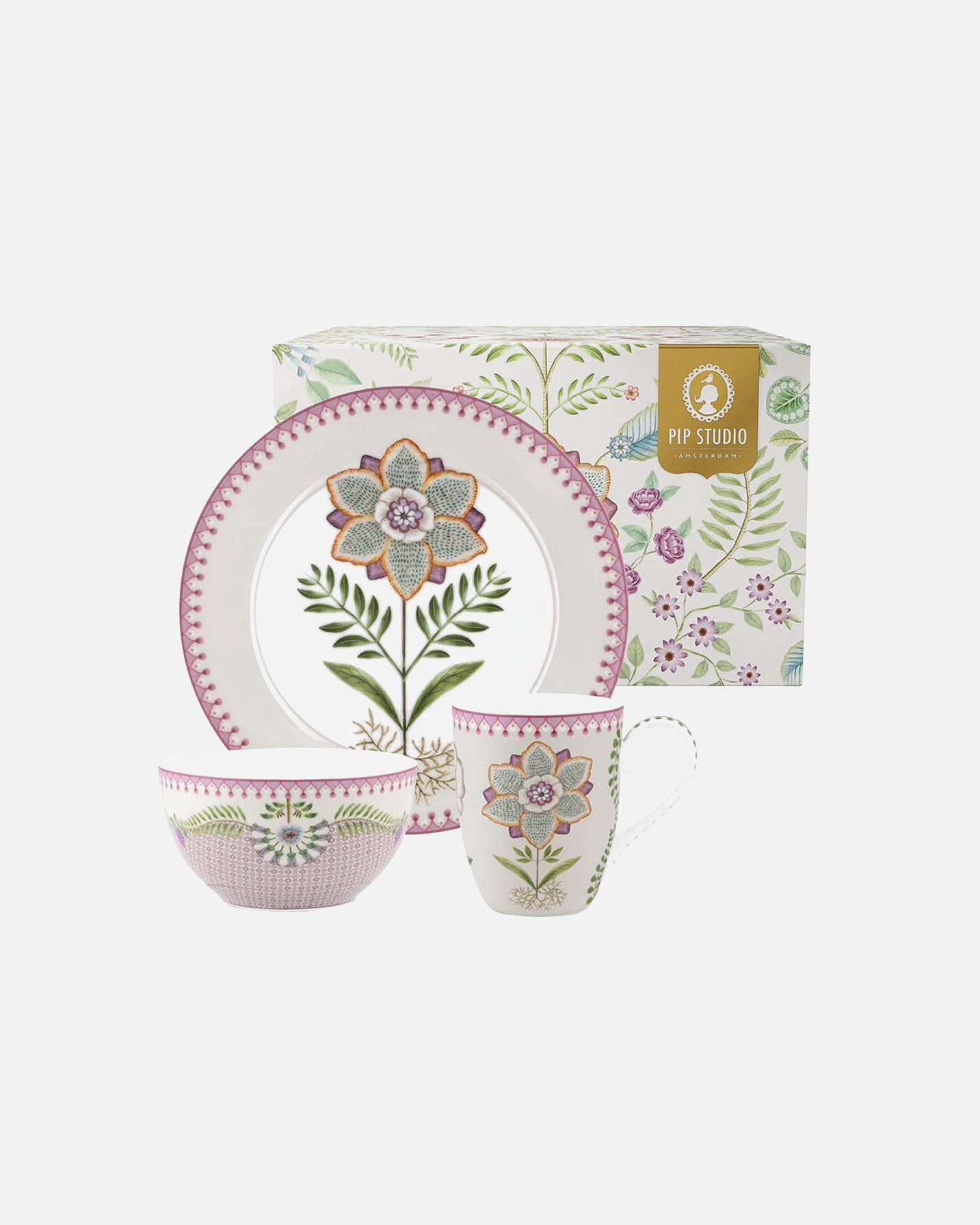 Sada nádobí PIP Studio, snídaňová sada Lily&Lotus, 3dílná – 1dílná