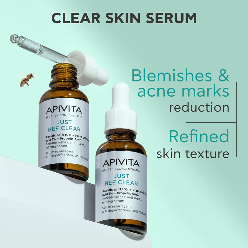 Sérum Apivita Just Bee Clear para pele oleosa e problemática.