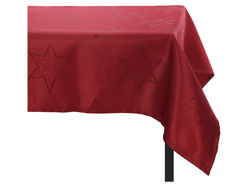 Obrus żakardowy 150x300 czerwony Xmas Stars
