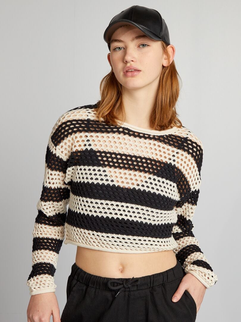 Jersey de punto calado - negro