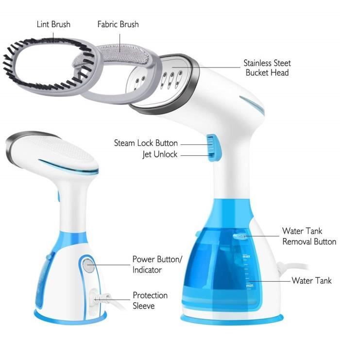 Vaporizador de ropa - Mini vaporizador de ropa - 1500 W - Depósito de agua de 280 ml - Tiempo de calentamiento de 20 s - Portátil