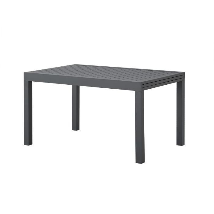 Mesa de jardín rectangular extensible para 6 a 10 personas - Estructura de aluminio - L 135-270 x An 90 x Al 75 cm - Gris oscuro