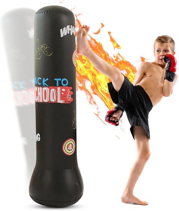 Saco de boxeo infantil de 150 cm, saco de boxeo para niños, saco de boxeo para practicar kárate, taekwondo y MMA.